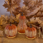 Set of 3 Mini Starry Night Glass Pumpkins & Gourd by Valerie